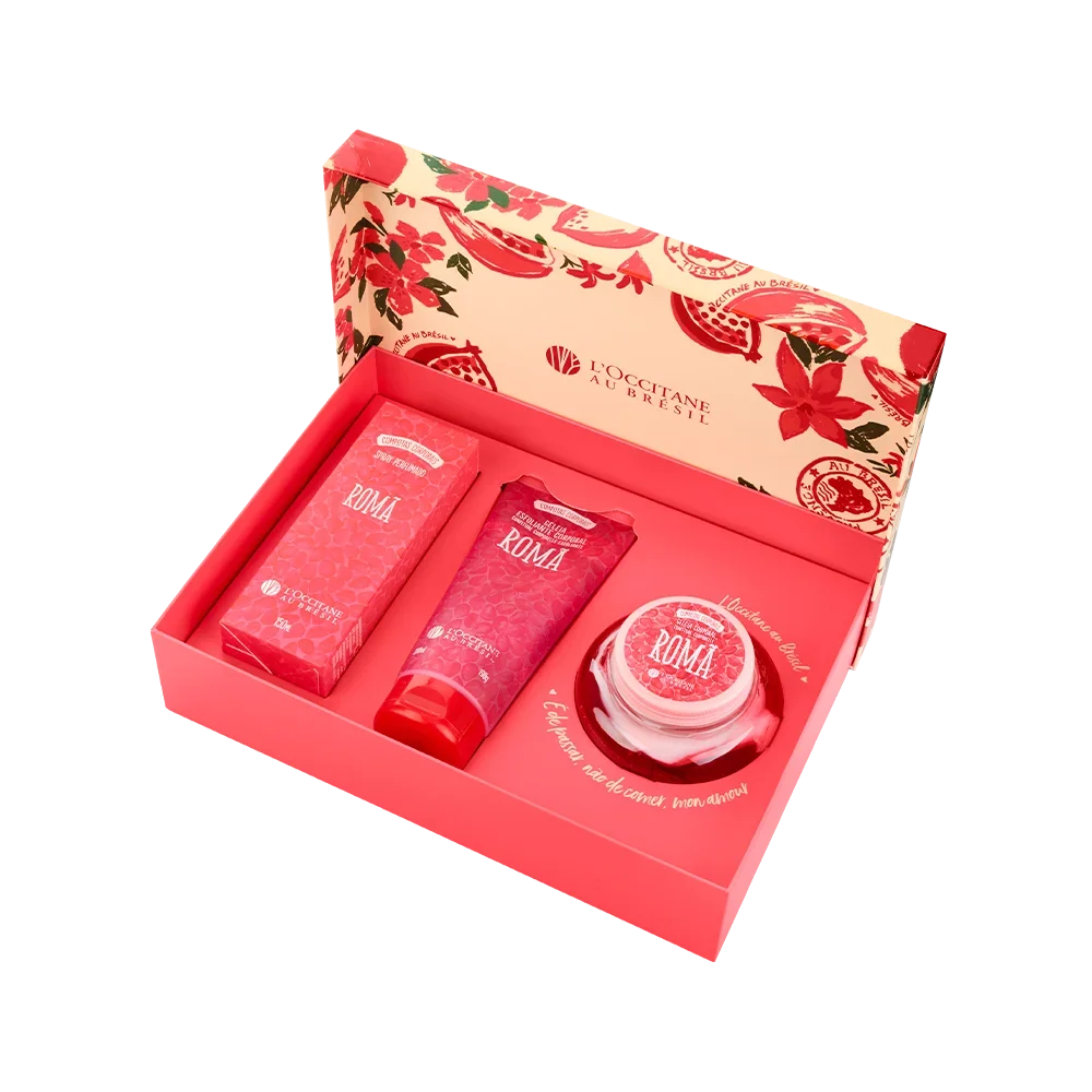 Kit Trio Romã L'Occitane com Spray Perfumado, Geléia Hidratante e Esfoliante