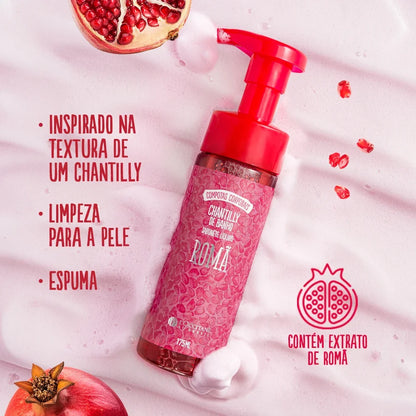 Combo Romã: Chantilly de Banho, Esfoliante, Hidratante e Spray