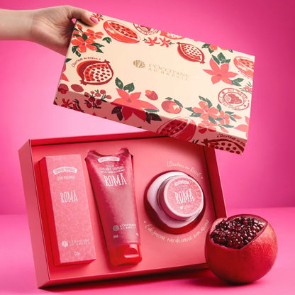 Kit Trio Romã L'Occitane com Spray Perfumado, Geléia Hidratante e Esfoliante