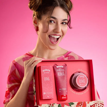 Kit Trio Romã L'Occitane com Spray Perfumado, Geléia Hidratante e Esfoliante
