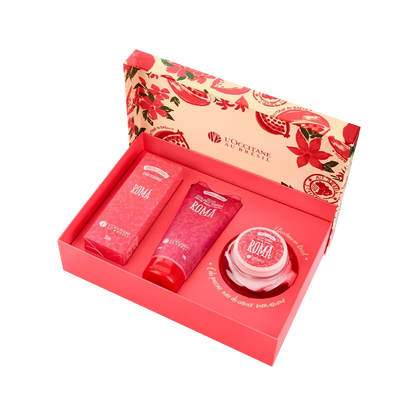 Kit Trio Romã L'Occitane com Spray Perfumado, Geléia Hidratante e Esfoliante